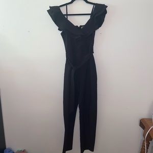 Main Strip Boutique Black Ruffle Jumpsuit